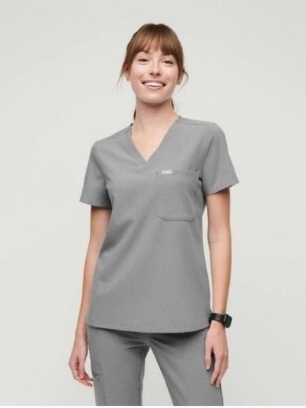 FIGS One Pocket Catarina Scrub Top Space Grey Size Small